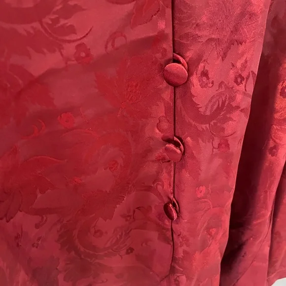 New Victoria's Secret Gold Label Sleep Shirt Gown Red Burgundy Damask Night - Picture 2 of 7